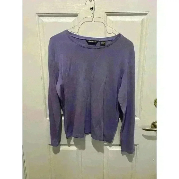 2 Eddie Bauer Tops long sleeve Crew Neck Tee Black and Lavender Both size Large - Picture 6 of 9
